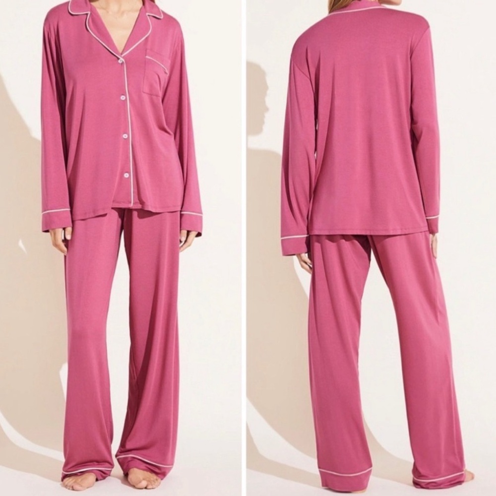 Eberjey Gisele Long Pajama Set Raspberry/Ivory (Size L)